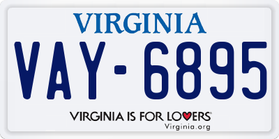VA license plate VAY6895