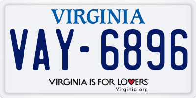 VA license plate VAY6896