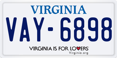 VA license plate VAY6898