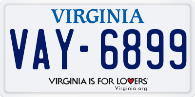 VA license plate VAY6899