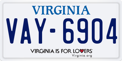VA license plate VAY6904