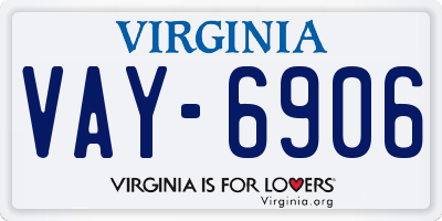 VA license plate VAY6906
