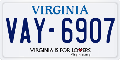 VA license plate VAY6907