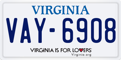 VA license plate VAY6908