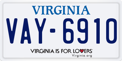 VA license plate VAY6910