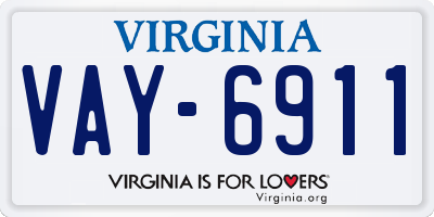 VA license plate VAY6911