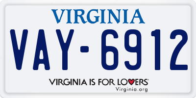 VA license plate VAY6912
