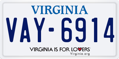 VA license plate VAY6914