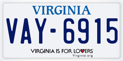 VA license plate VAY6915