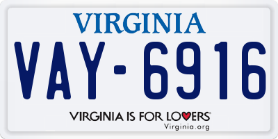 VA license plate VAY6916