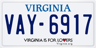 VA license plate VAY6917