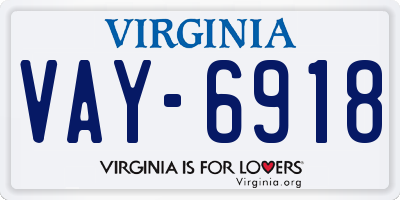 VA license plate VAY6918