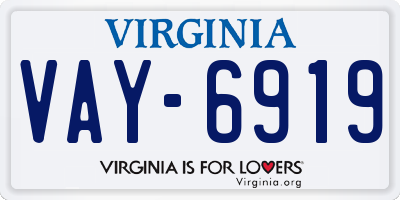 VA license plate VAY6919