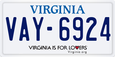 VA license plate VAY6924