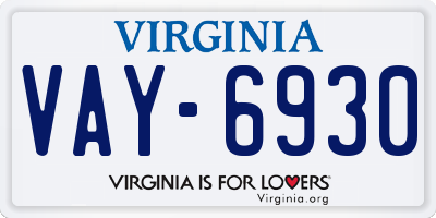 VA license plate VAY6930