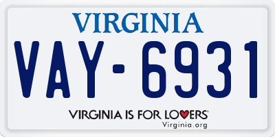 VA license plate VAY6931