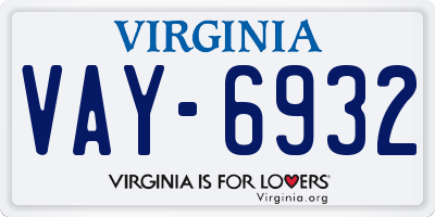 VA license plate VAY6932