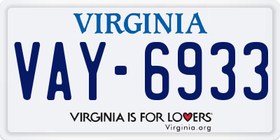 VA license plate VAY6933