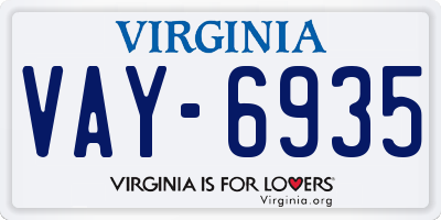 VA license plate VAY6935