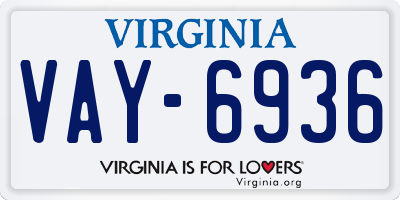 VA license plate VAY6936