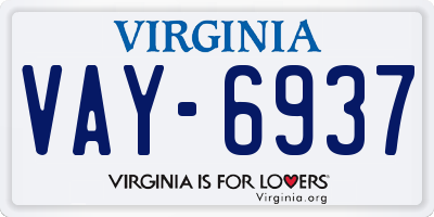 VA license plate VAY6937