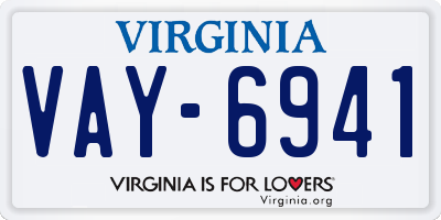 VA license plate VAY6941