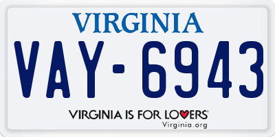 VA license plate VAY6943