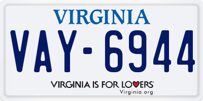 VA license plate VAY6944