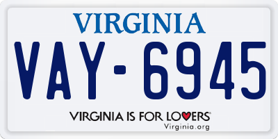 VA license plate VAY6945