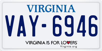VA license plate VAY6946