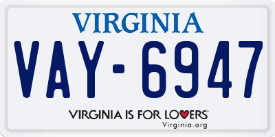 VA license plate VAY6947