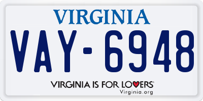 VA license plate VAY6948