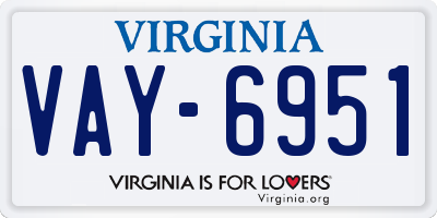 VA license plate VAY6951