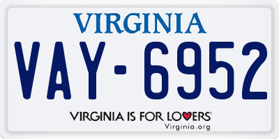 VA license plate VAY6952