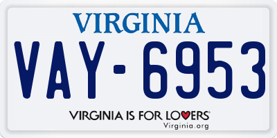 VA license plate VAY6953
