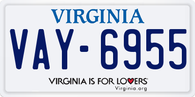 VA license plate VAY6955