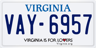 VA license plate VAY6957