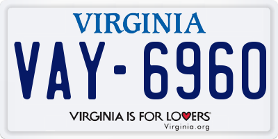 VA license plate VAY6960
