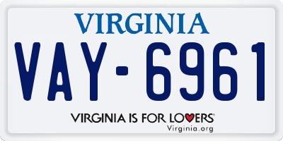 VA license plate VAY6961