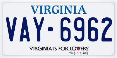 VA license plate VAY6962