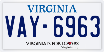 VA license plate VAY6963