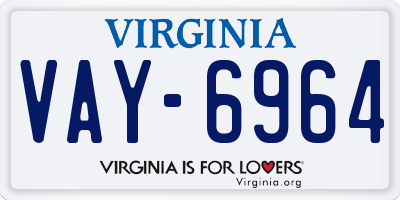 VA license plate VAY6964