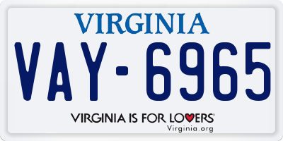 VA license plate VAY6965