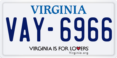 VA license plate VAY6966