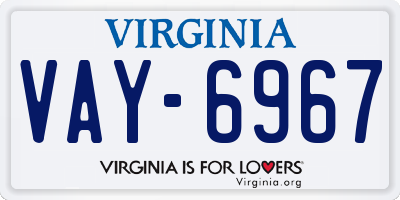 VA license plate VAY6967