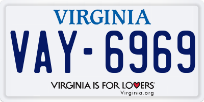 VA license plate VAY6969