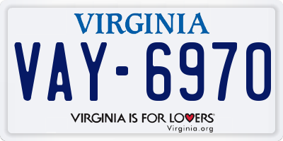 VA license plate VAY6970