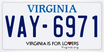 VA license plate VAY6971