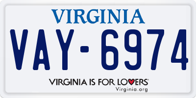 VA license plate VAY6974