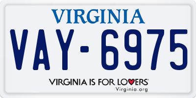VA license plate VAY6975